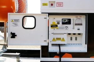 The touch screen control panel is protected in a NEMA 3R cabinet.
