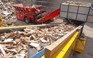 Wood being processed
