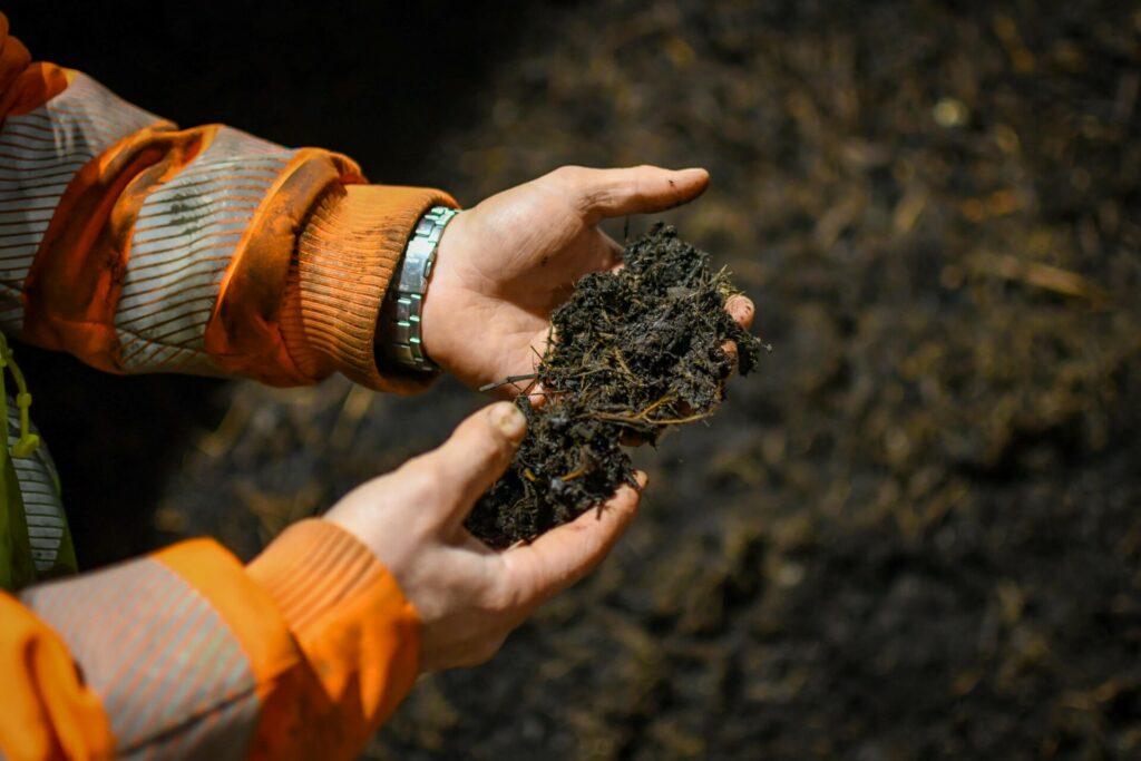 Cleaned green waste with a grain size of <25 mm