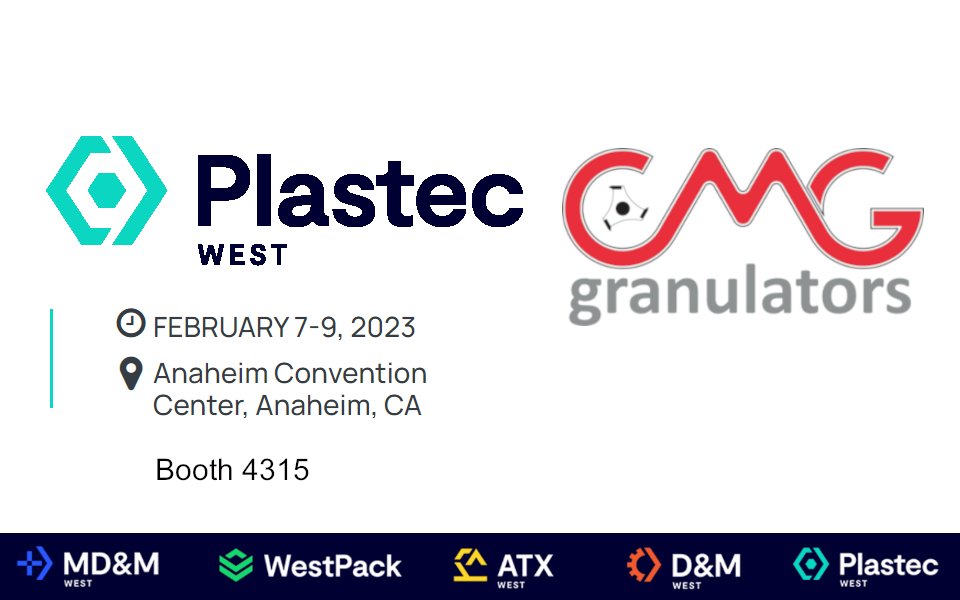 CMG Granulators will Take Part at Plastec West 2023 in Anaheim California