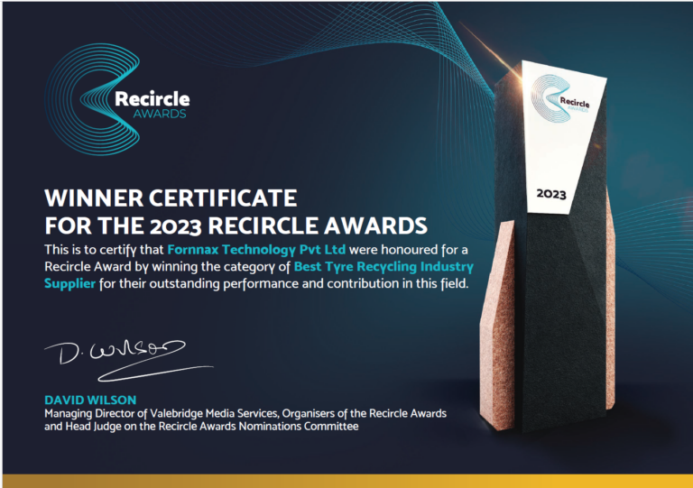 Fornnax Wins the Best Tyre Recycling Industry Supplier Award