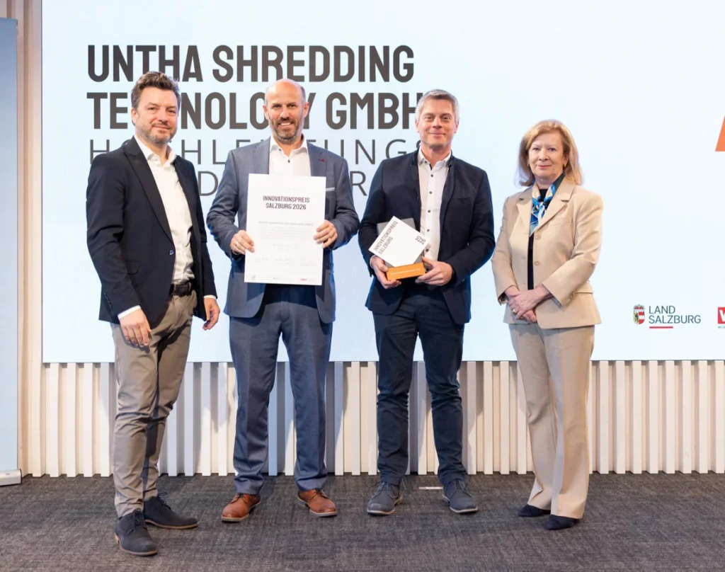 UNTHA wins Innovation Award Visionary environmental technology