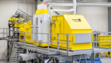 STEINERT PLASMAX aluminium sorting system on a recycling plant catwalk