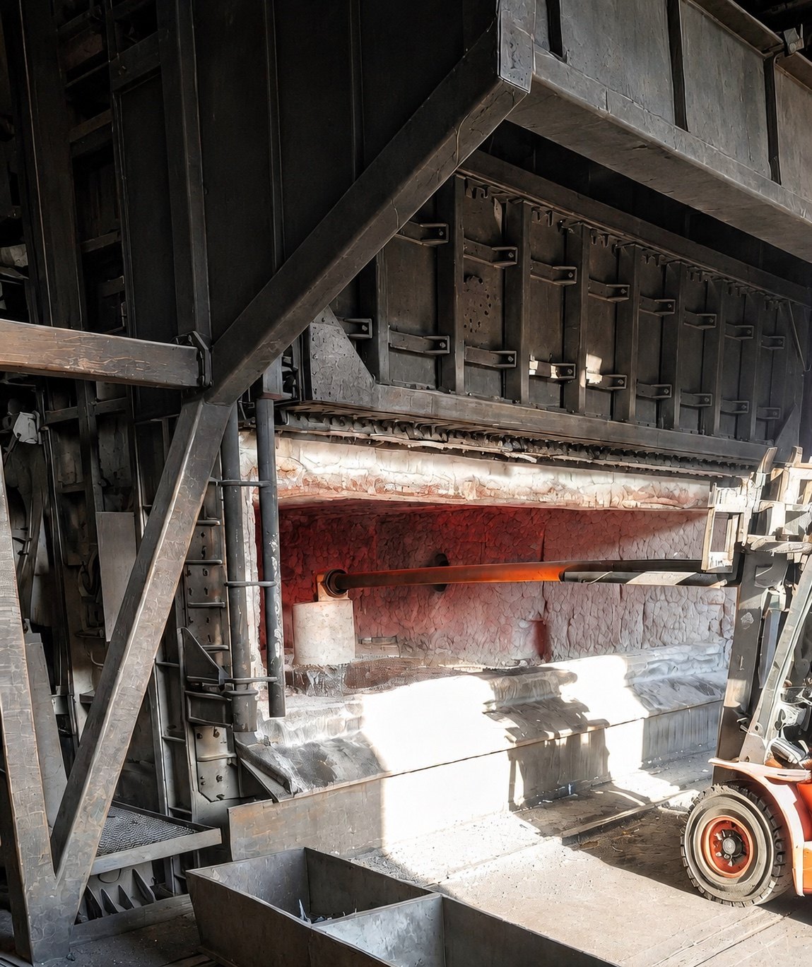BAS Furnace Magnet positioned at the opening of an aluminium melting furnace