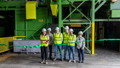 Ribbon-cutting ceremony for the Glacier AI-powered recycling robot at the Circular Services materials recovery facility in Sarasota