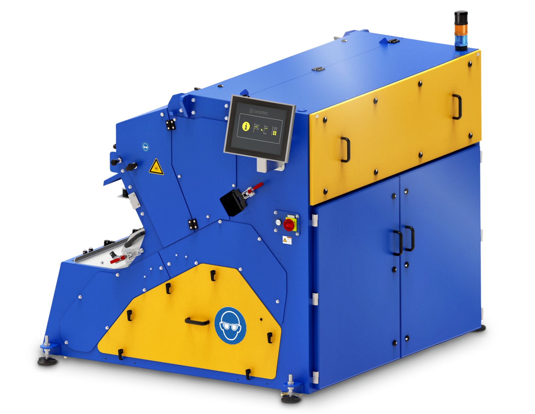 3D rendering of the SPEKTRUM+ 3S sorter that separates KSP and metals, colored glass and white glass into three chutes