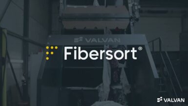 Fibersort textile sorting machine by Valvan with the Fibersort logo in front of the sorting unit